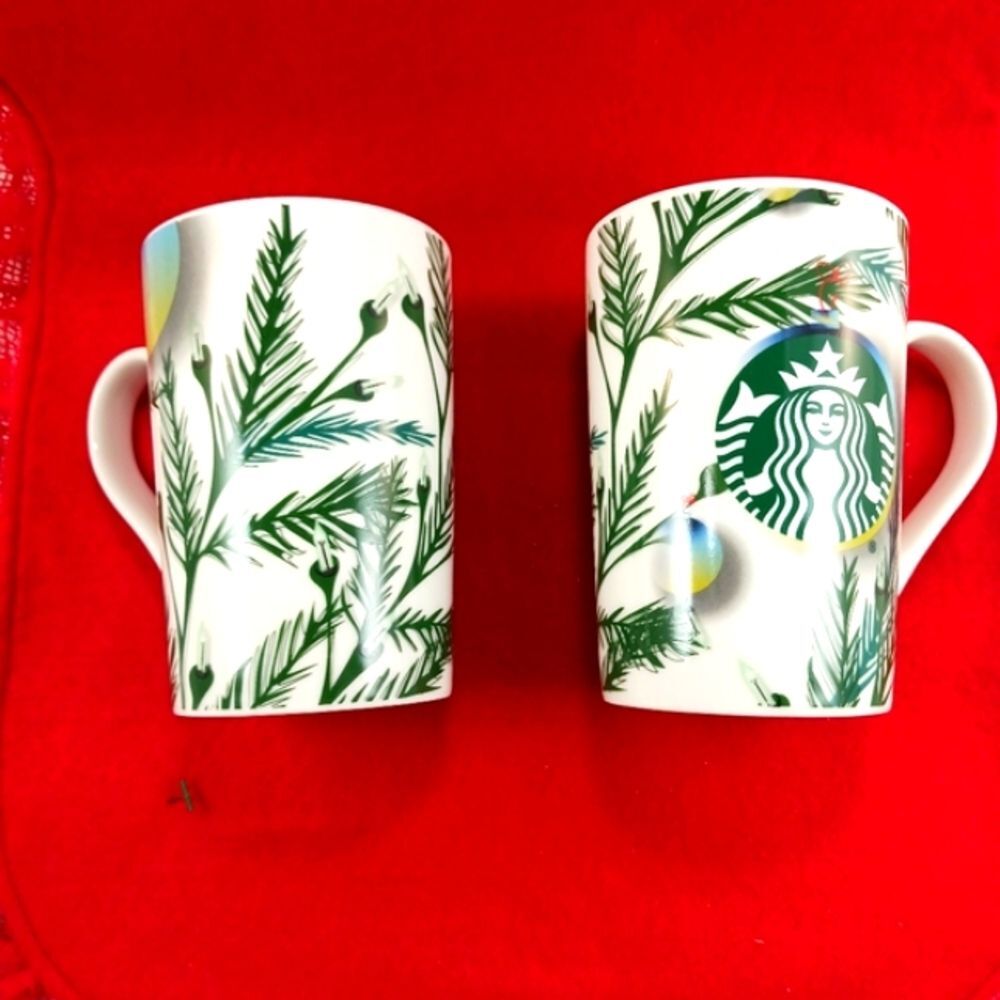 Starbucks 2020 Christmas New Bone China 11oz. Coffee Mug Set TWO MUGS - Picture 5 of 10